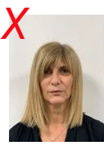 Unsuitable licence photo: hair is covering the eyes and eyebrows