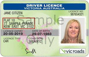 Australian driver licence with number highlighted